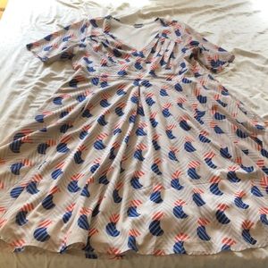 Retro pleated top fit and flare dress